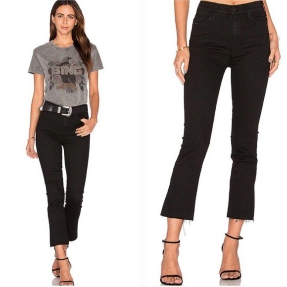 MOTHER Denim - MOTHER Jeans The Hustler Ankle Fray Not Guilty Size 24 Black Cropped Bootcut